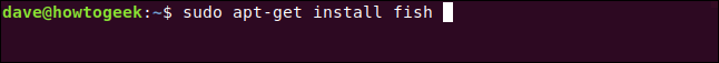 sudo apt-get install fish dans une fenêtre de terminal