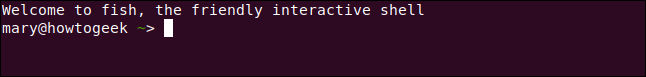 l'utilisateur Mary à l'invite de commande fish shell, dans une fenêtre de terminal