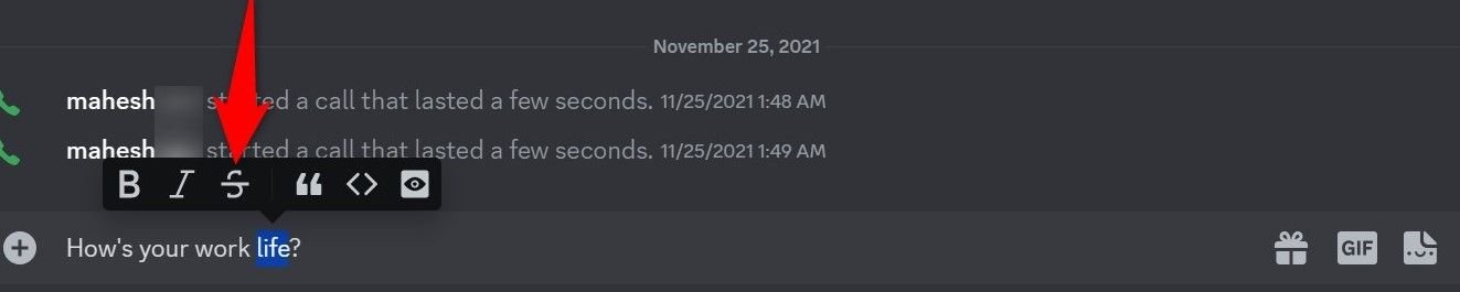 L'option barrée mise en évidence dans Discord.