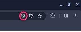 Icône d'appareil photo avec une ligne inclinée dans la barre d'adresse de Chrome.