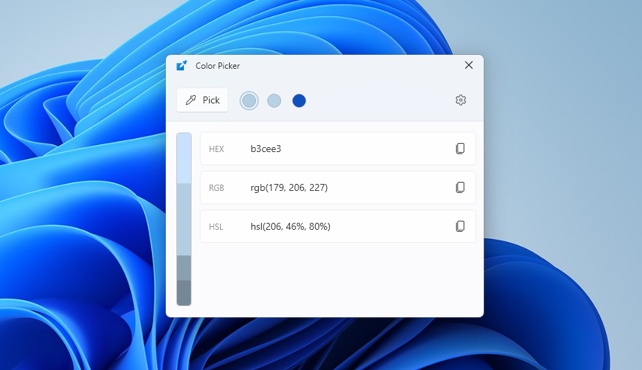 Capture d'écran du sélecteur de couleurs dans PowerToys