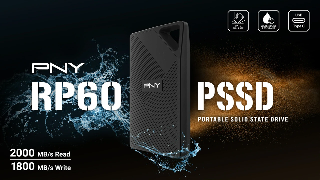 SSD portable PNY RP60 avec USB 3.2 Gen 2x2 USB-C