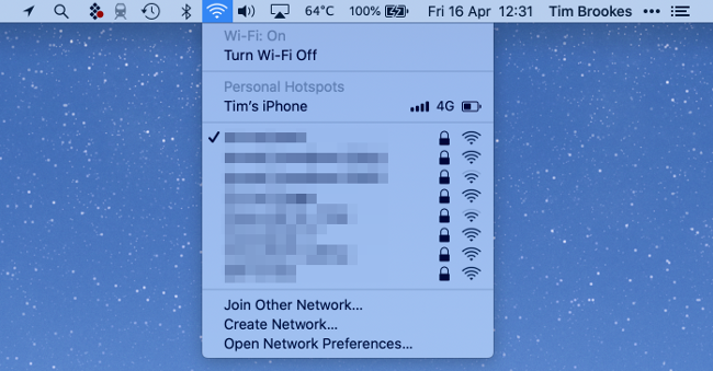 État du Wi-Fi macOS