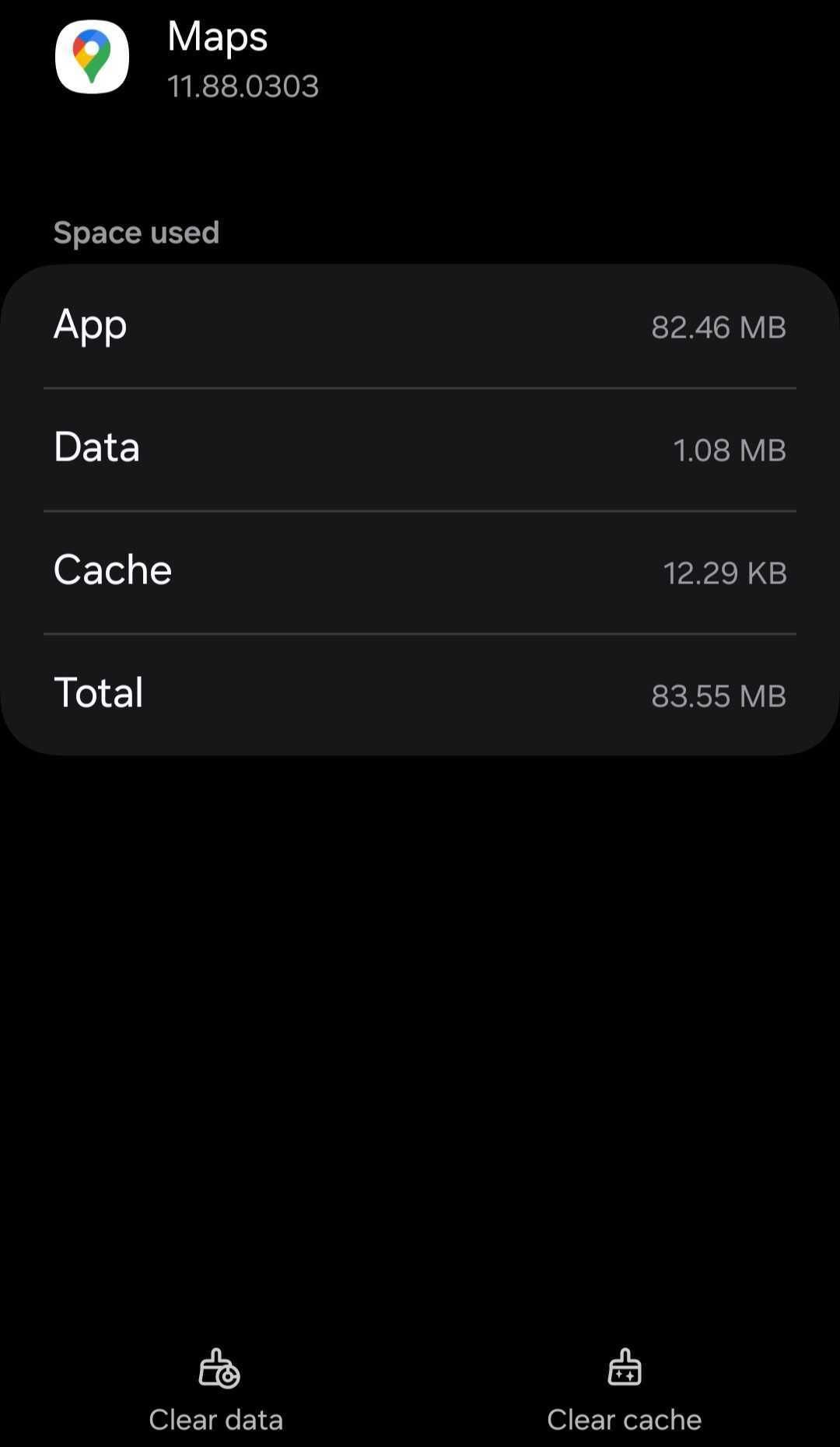 Vider le cache de l'application Google Maps.
