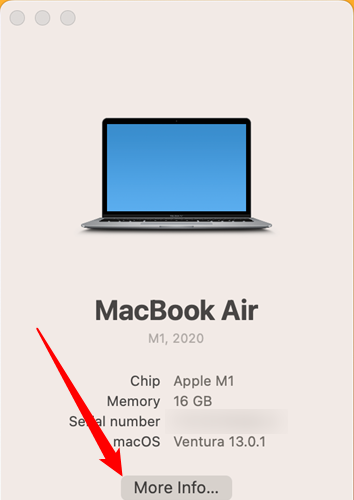 Cliquez sur « Plus d'informations »  pour afficher des informations plus détaillées sur le matériel de votre Mac. 