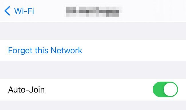 Oubliez ce réseau sur iPhone