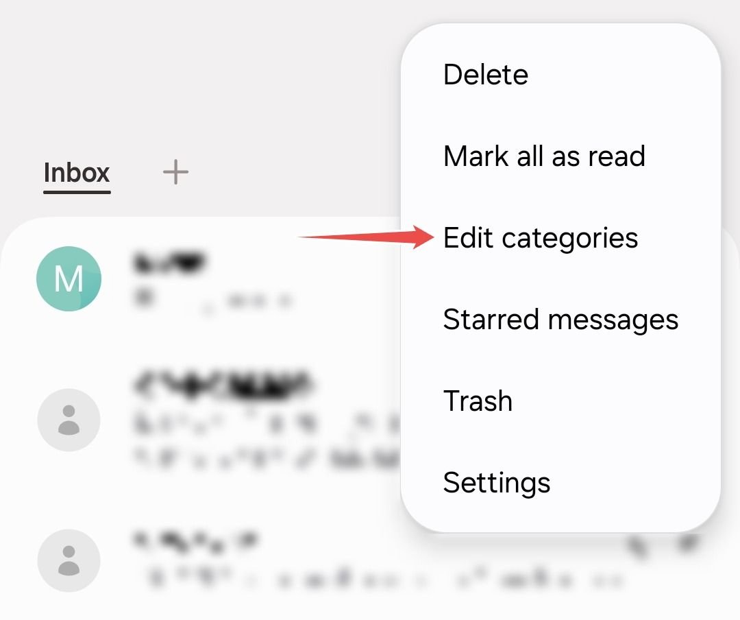 Modifier les catégories de conversation dans Samsung Messages
