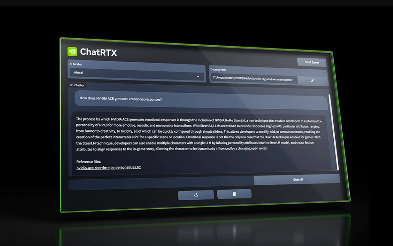 Fenêtre de discussion NVIDIA ChatRTX AI