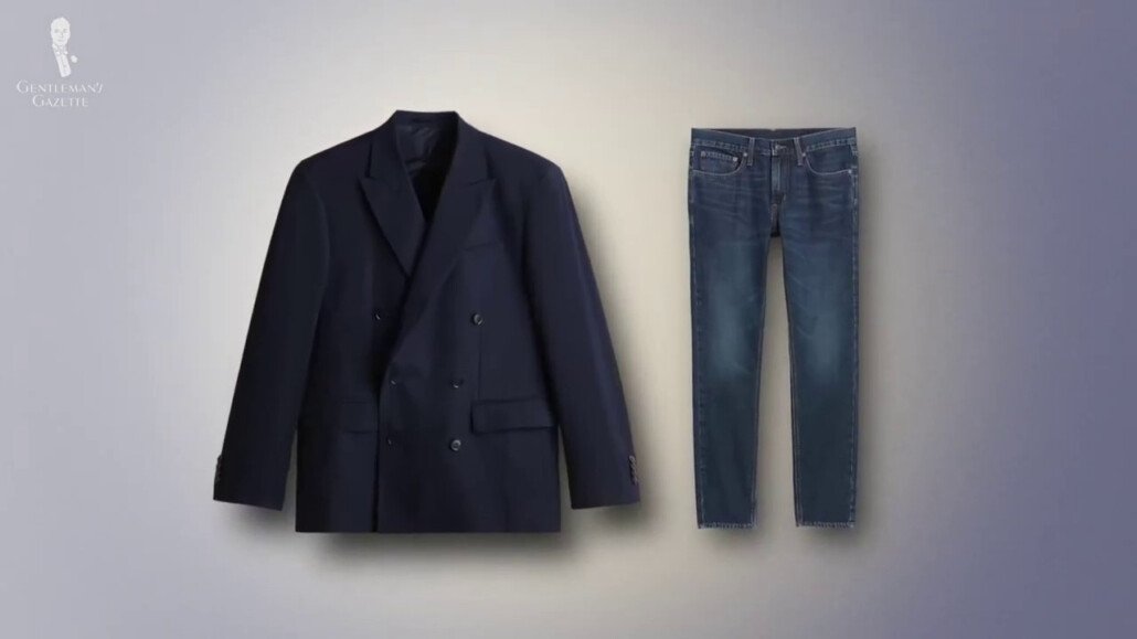 Les vestes croisées ne vont pas bien avec les jeans.
