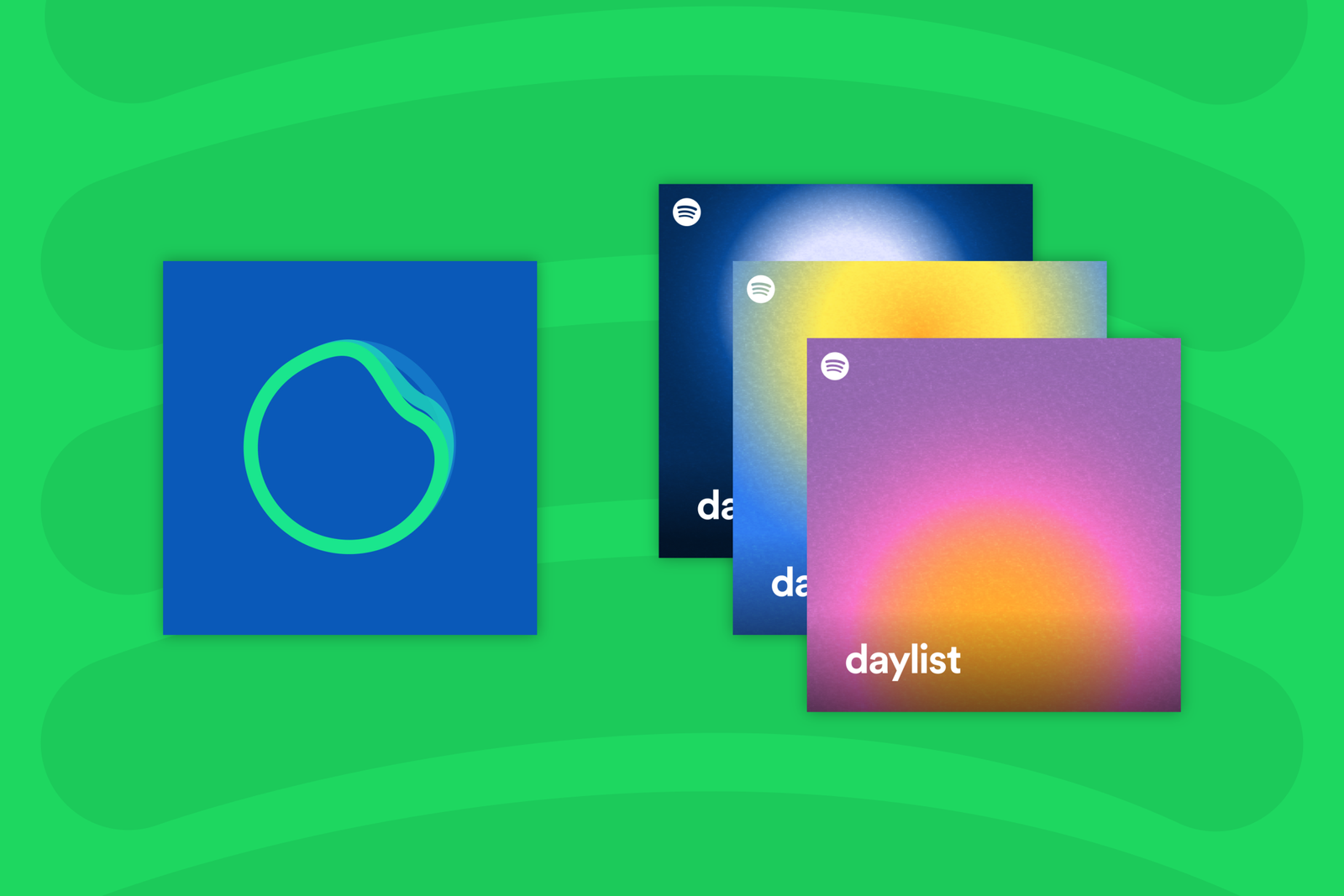 Couvertures des playlists Spotify DJ et Daylist.
