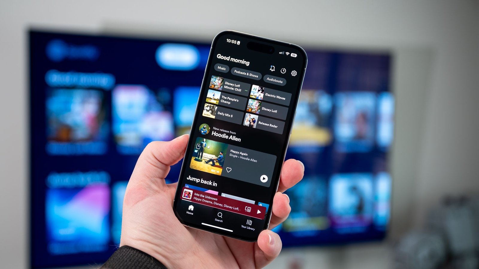 Application mobile Spotify exécutée sur un Apple iPhone 14 Pro