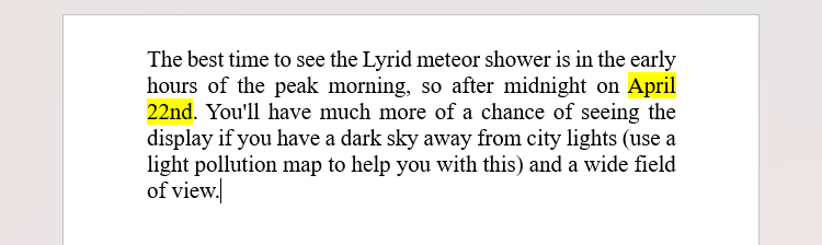 Un document Microsoft Word contenant du texte. Une date est divisée en deux lignes.