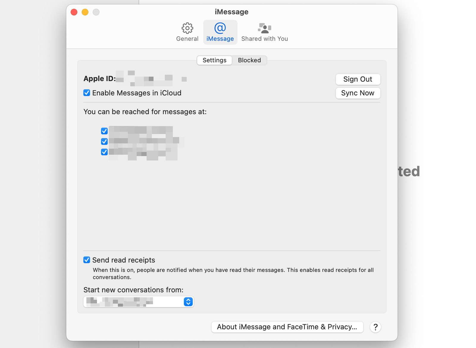 Configurer une adresse e-mail dans Messages sur Mac.