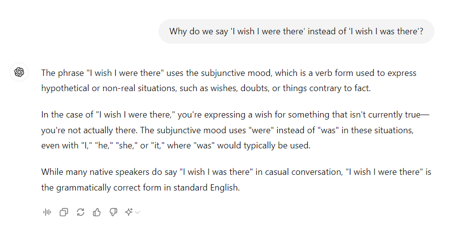 Demander à ChatGPT une certaine règle de grammaire.