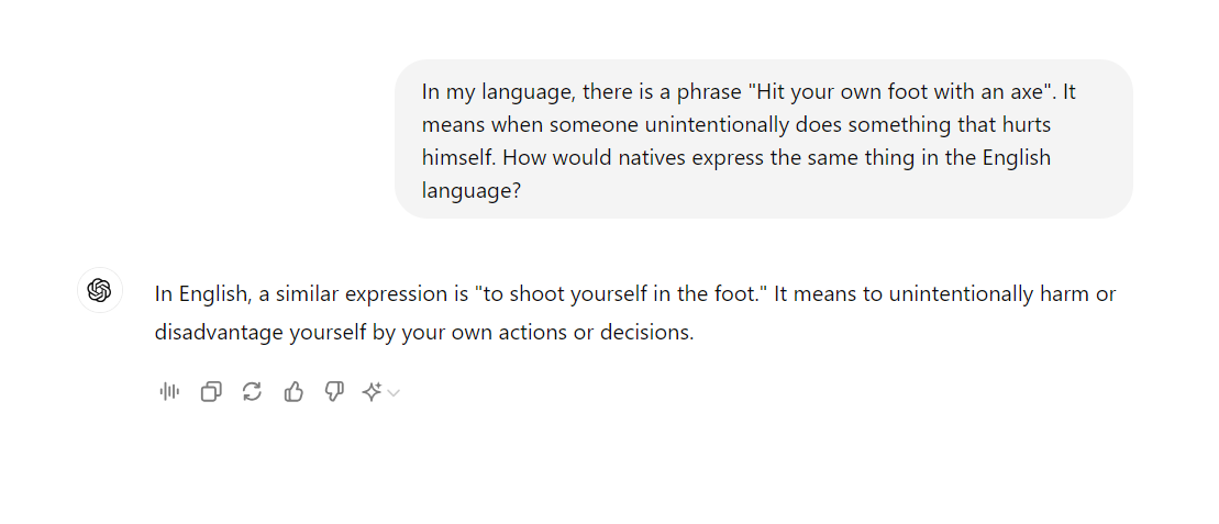 Je demande à ChatGPT de trouver une expression anglaise pour l'automutilation.