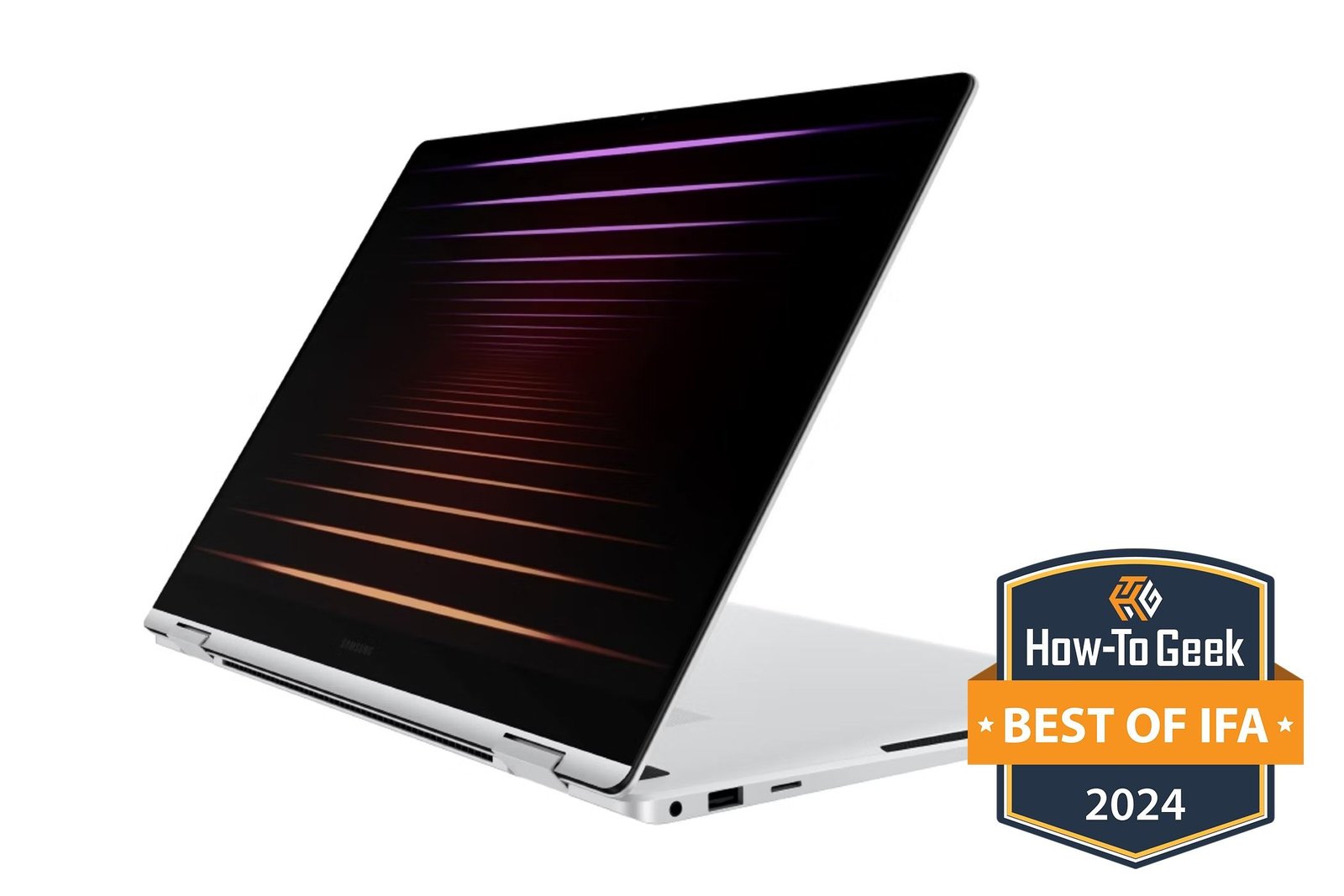 Samsung Galaxy Book 5 Pro 360 sur fond blanc.