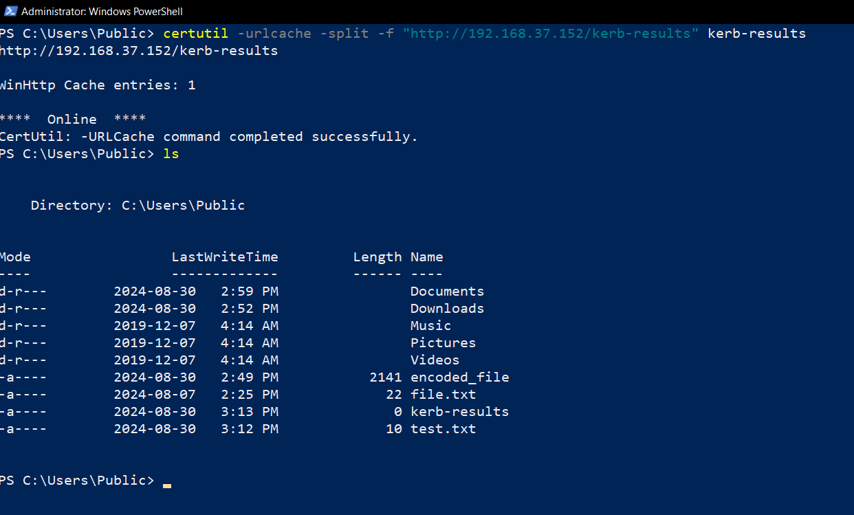 Utilisation de certutil pour télécharger des fichiers dans PowerShell.