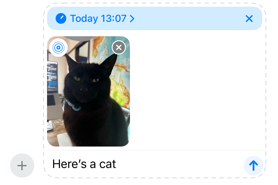 Un iMessage prêt à être planifié.