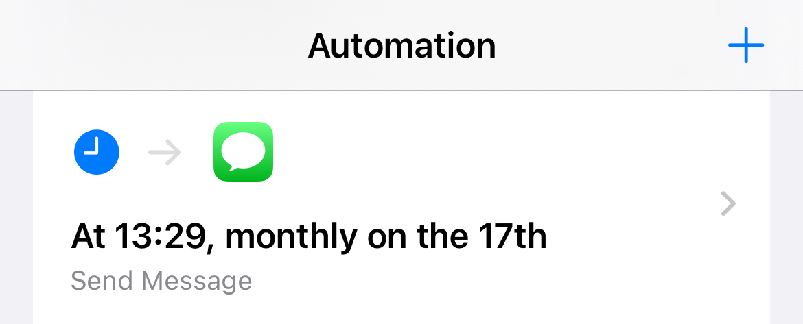 Un message texte programmé dans la liste d'automatisation.