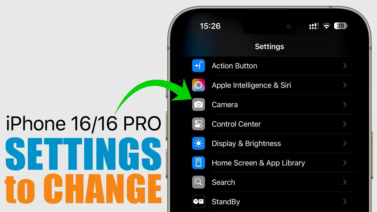 Paramètres de l'iPhone 16
