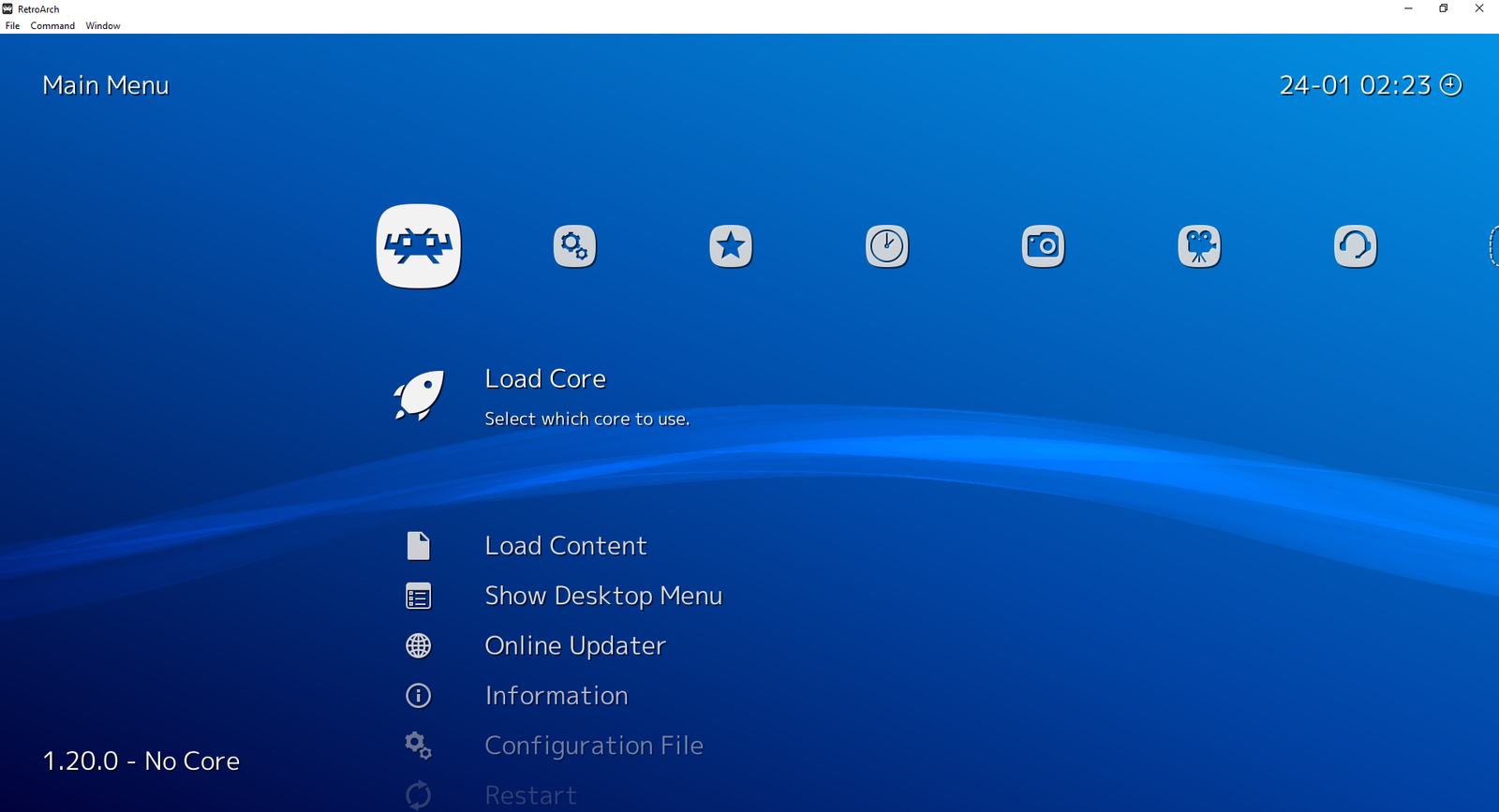 Le thème xmb dans RetroArch.