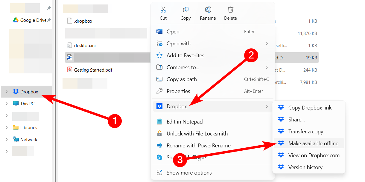 Créer un fichier hors ligne dans Dropbox.