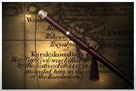 La célèbre canne était faite à partir de la lance qui a tué le capitaine James Cook