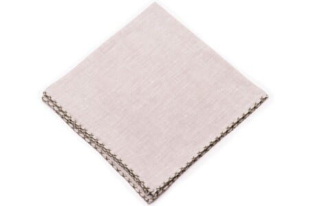 Square de poche en lin vert pâle avec bords green olive gênants - Fort Belvedere