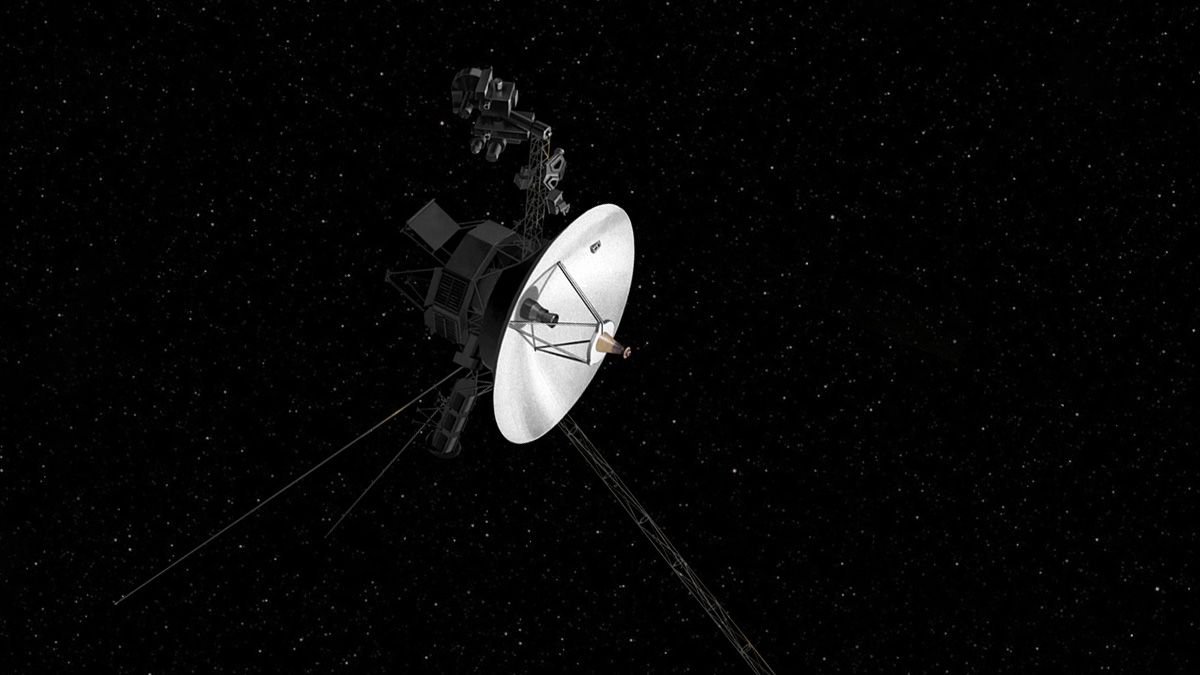 Un rendu de Voyager 1 dans l'espace.