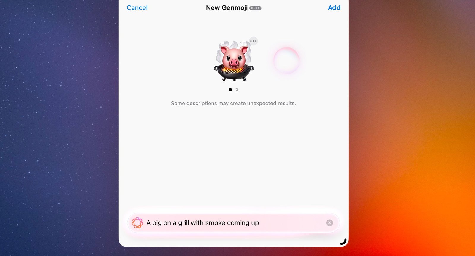 Un emoji personnalisé d'un cochon sur un gril.