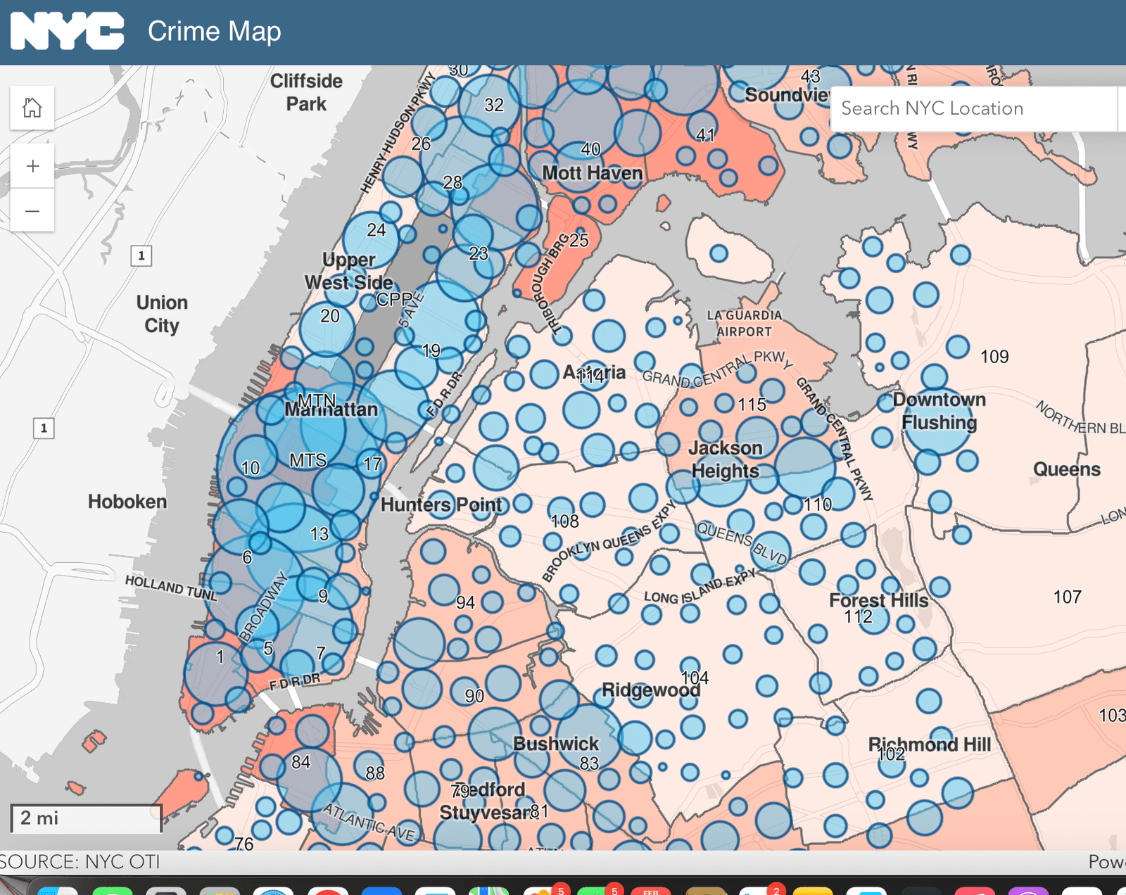 Carte du crime de NYC