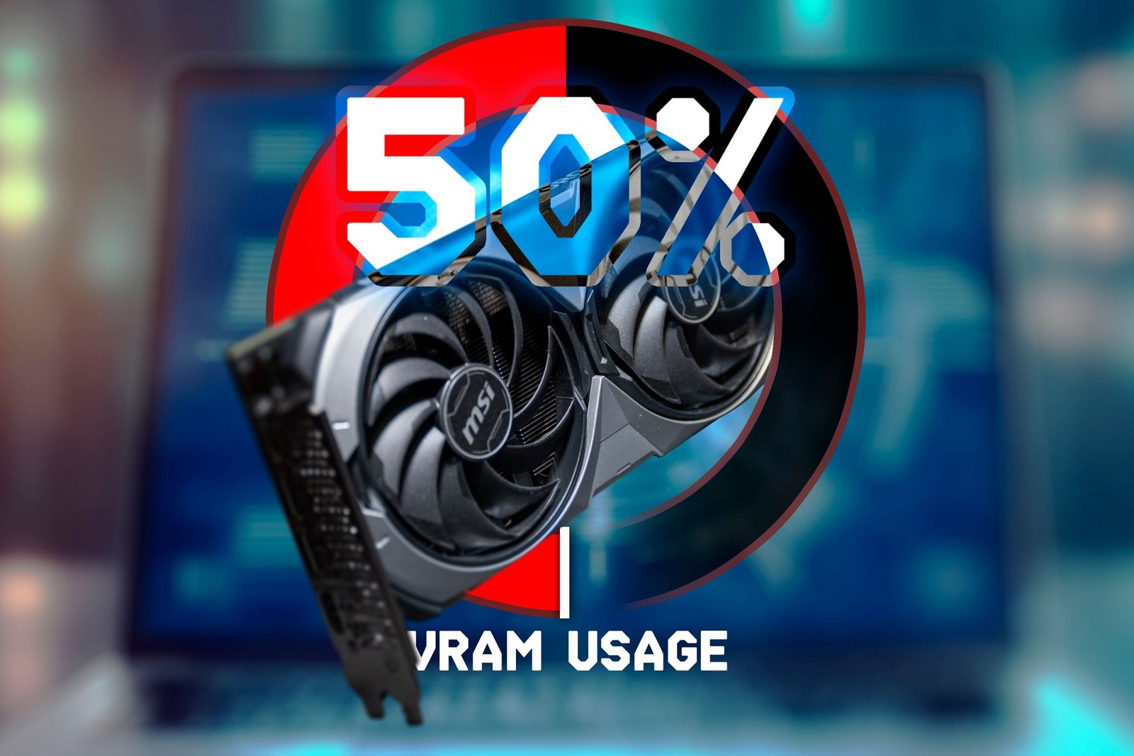 Un graphique montrant l'utilisation de VRAM avec un GPU au centre.