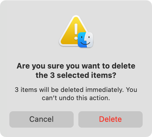 Sauter les déchets lors de la suppression de fichiers sur Mac.