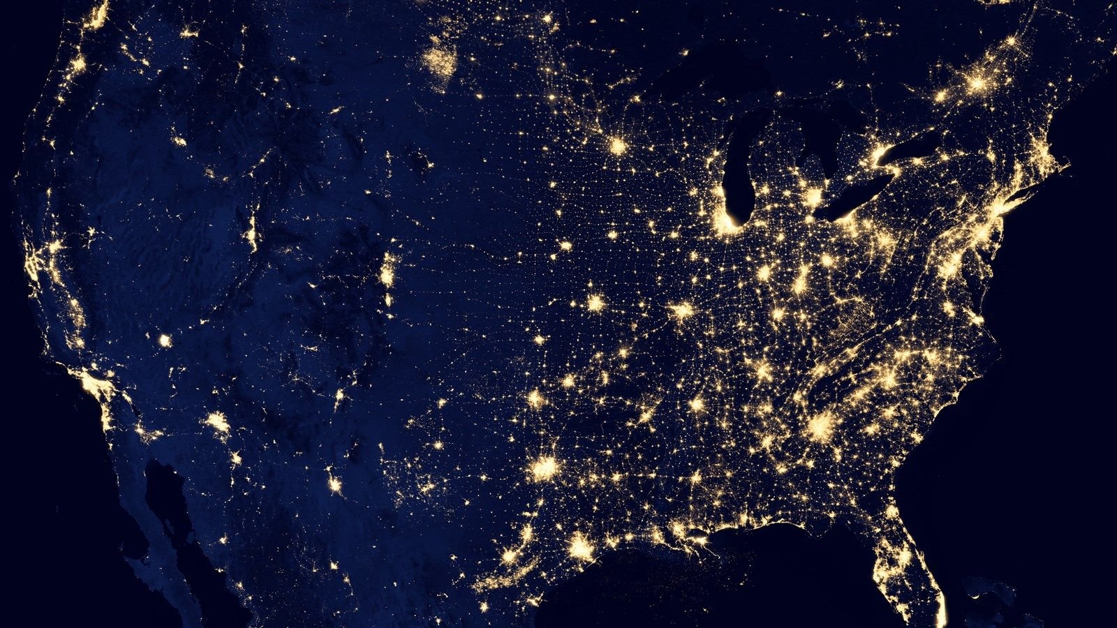 Une photographie prise dans l'espace des lumières de la ville des États-Unis.