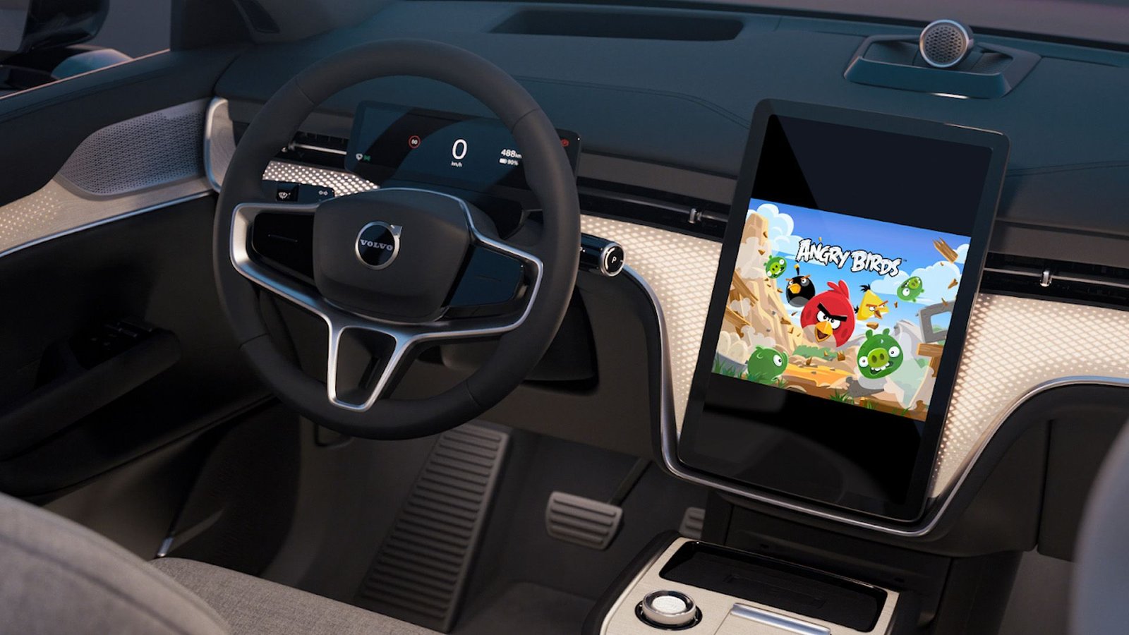 Angry Birds sur un écran de voiture.