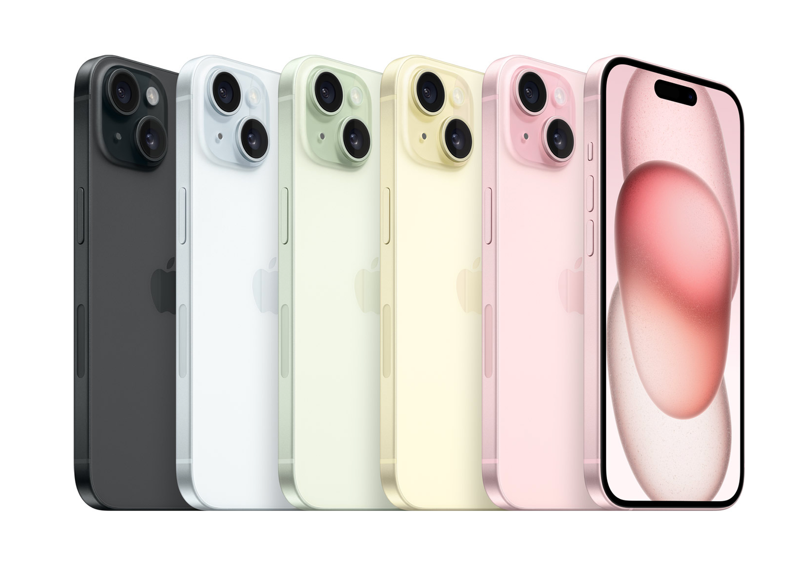 iPhone 15 avec du verre givré injecté de couleur.