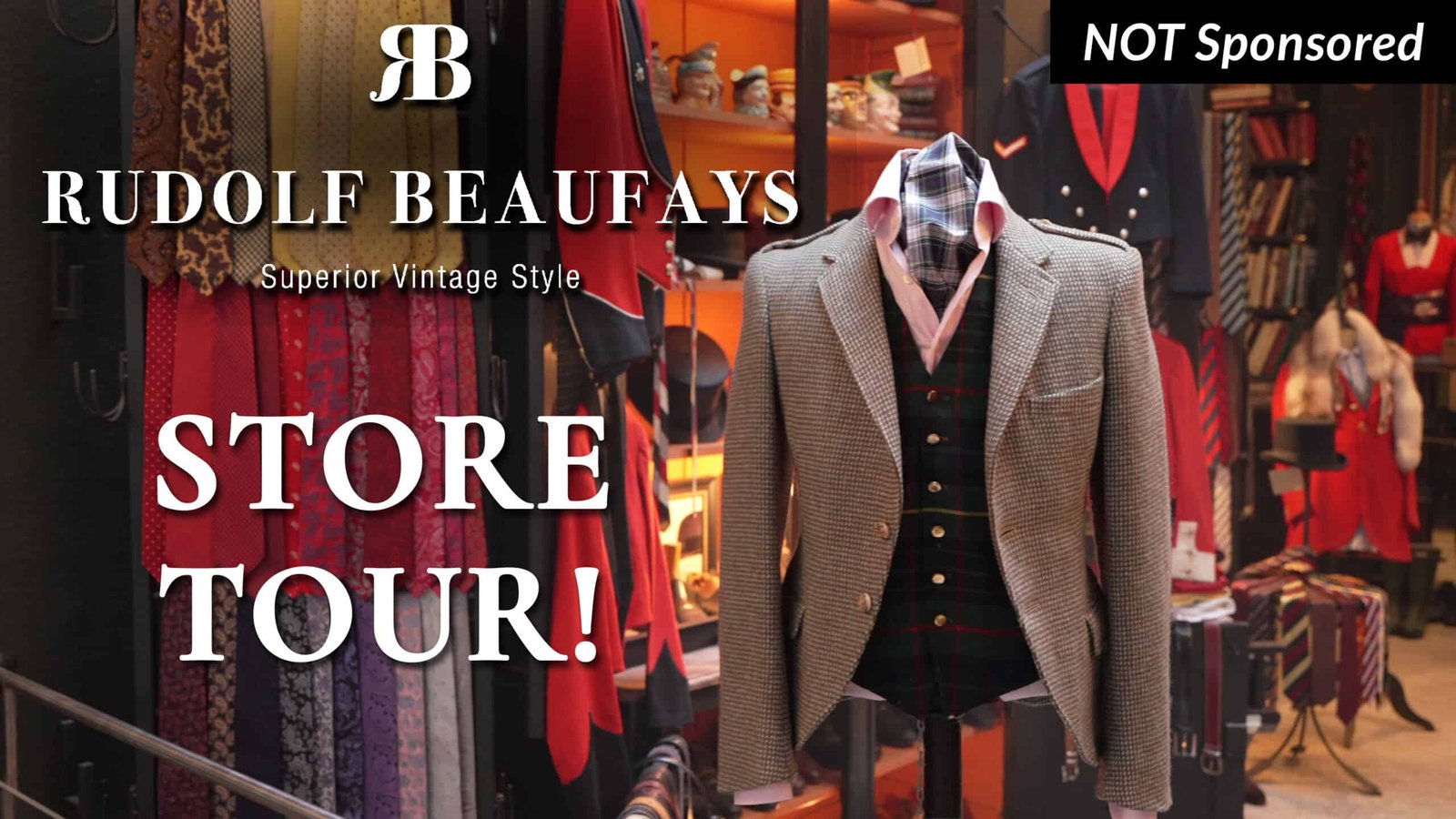 Rudolf Beaufays Store Tour 3840x2160 V1 à l'échelle L'intérieur du magasin de style vintage Rudolf Beaufays à Hambourg, en Allemagne, ainsi que le logo et la lecture du texte du magasin, "Tour de magasin!" et "Non sponsorisé"