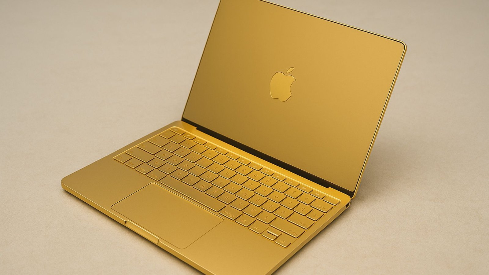 Une image générée par AI-AI d'un MacBook d'or solide.
