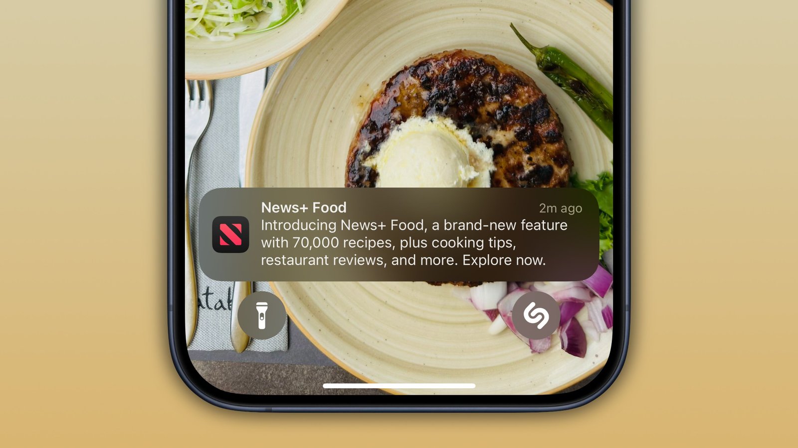 IOS 18.4 Notification d'écran de verrouillage iPhone Banner Apple News Annonce alimentaire