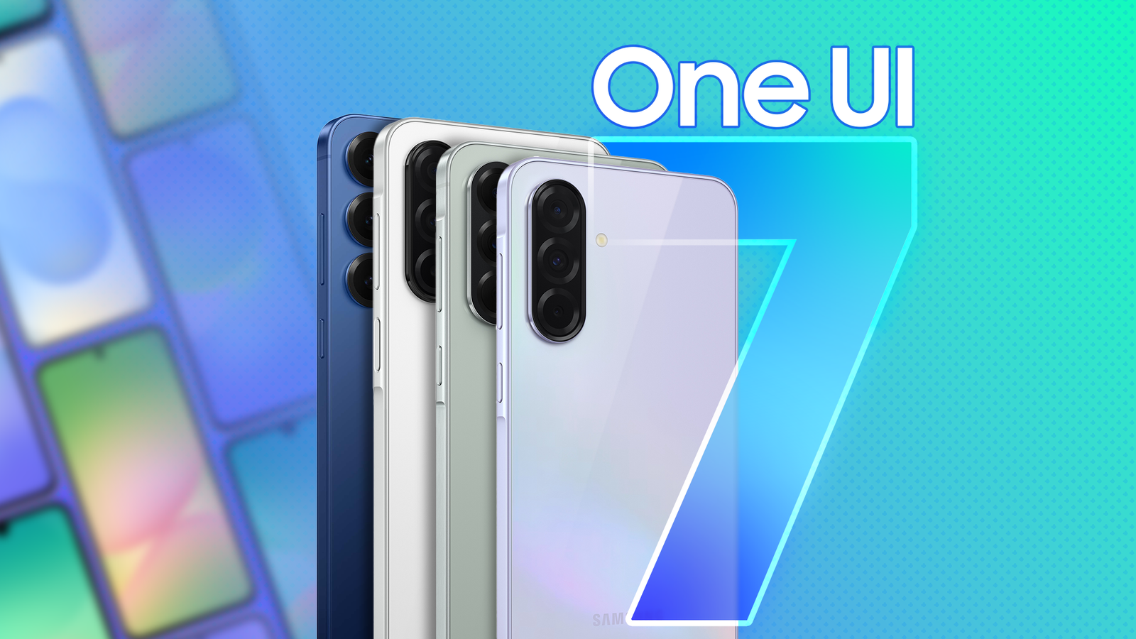 Quelques téléphones Samsung avec `` One Ui 7 '' écrits à côté d'eux