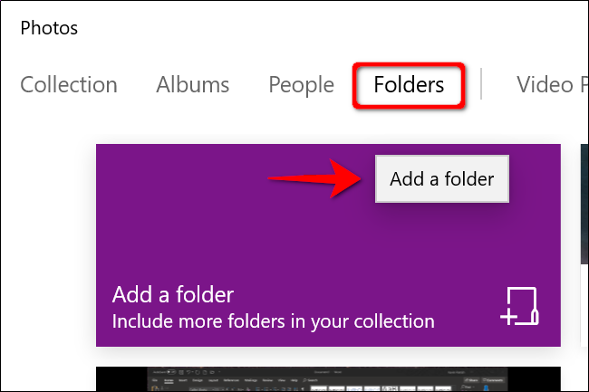 Application Windows 10 Photos Ajouter un dossier