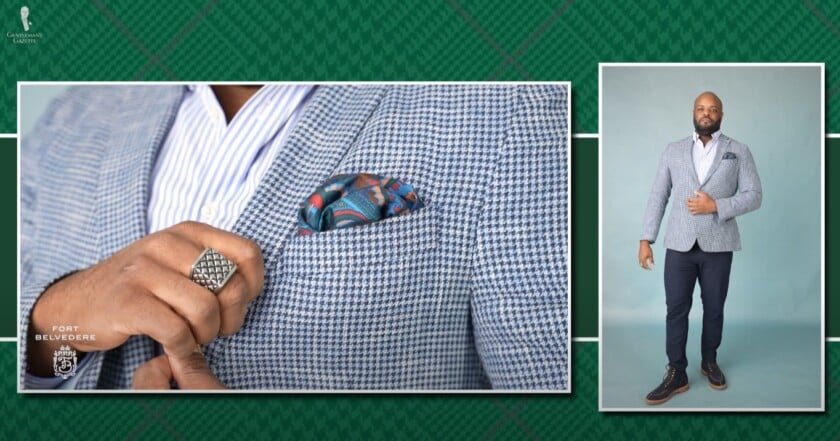 Kyle Blue Houndstooth Fit Demo Tentifit Breakdown La tenue de Kyle délabre pour le "10 commandements du style gentleman"