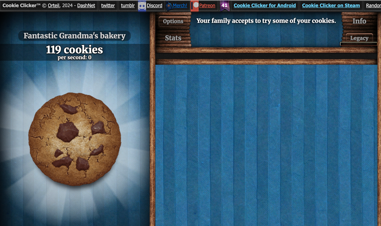 Une capture d'écran du soi-disant gameplay de Cookie Clicker.