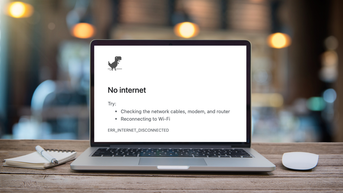 Google n'est pas le jeu Internet Dino en cours d'exécution sur un ordinateur portable