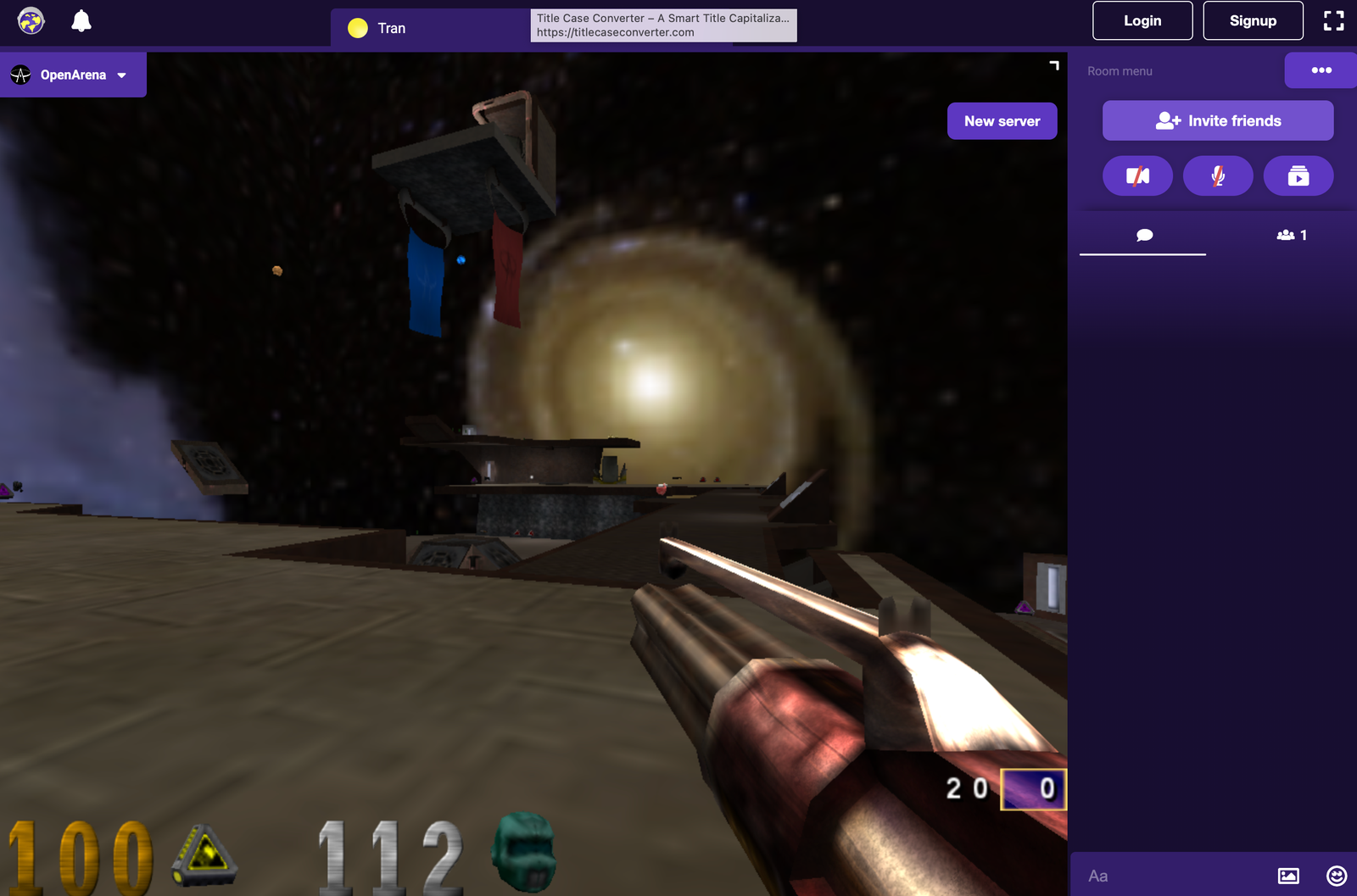 Openarena Live au début d'un match.
