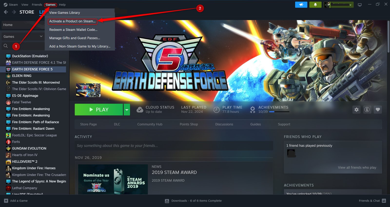 Instructions sur la façon d'échanger une clé de jeu numérique sur Steam.