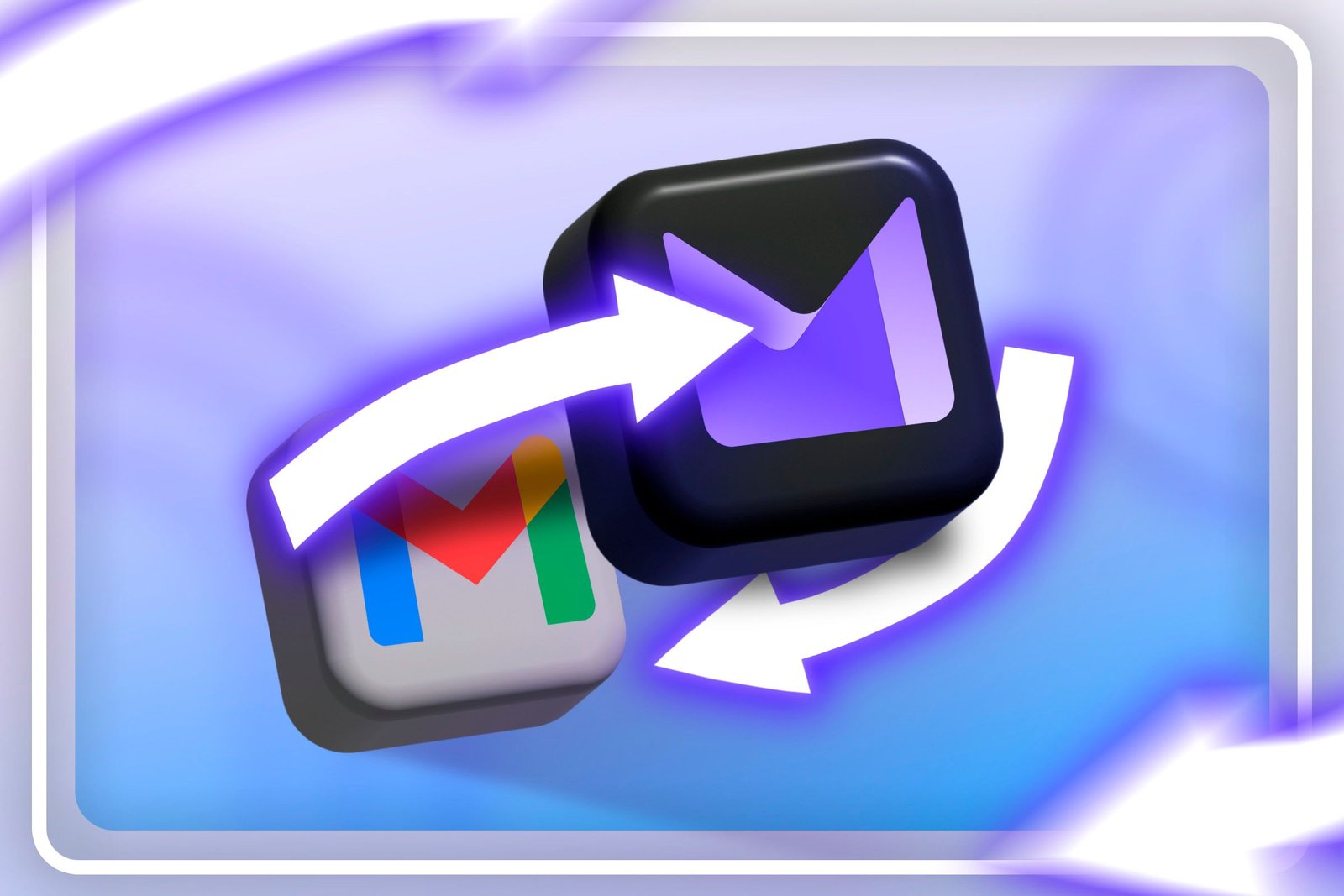 Logos Gmail et ProtonMail avec une flèche indiquant un commutateur.