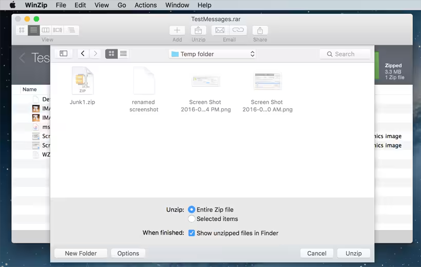 Winzip pour macOS.