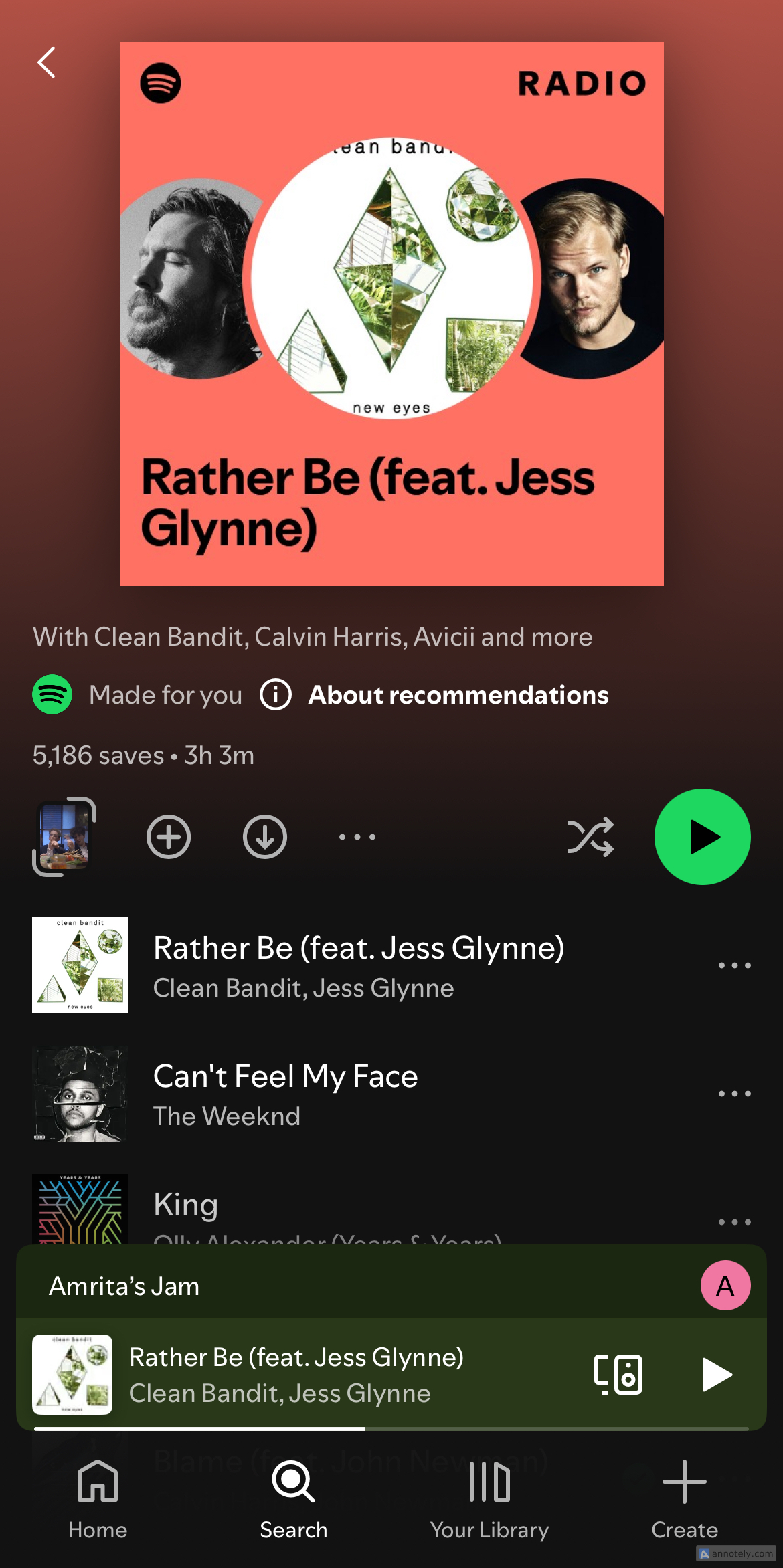 Accéder à une station de radio pour une chanson sur Spotify.
