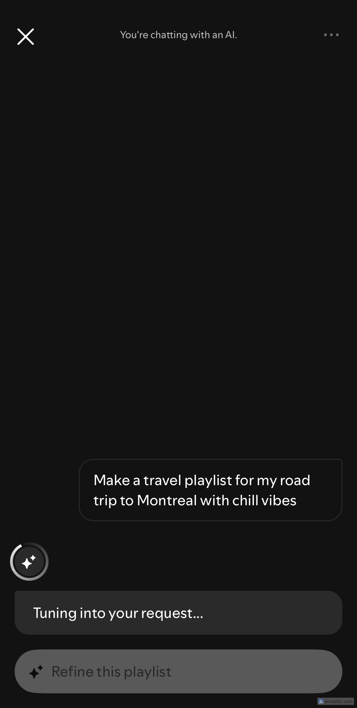 Utilisation de la playlist AI sur Spotify.